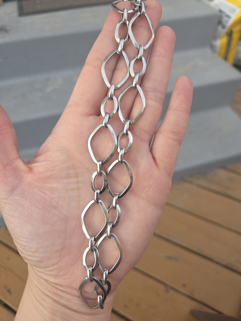 Silver Linked Geometric Chain Necklace - Women Jewelry